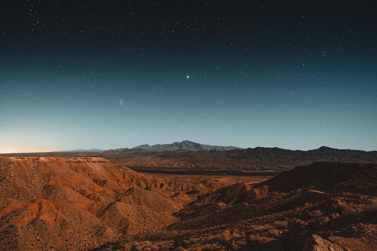 nevada, desert, nature, landscape, night sky, stars, planet, sky, night, space, mountains